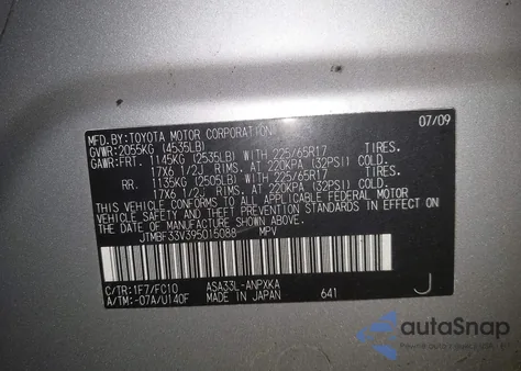 2009 Toyota Rav4 z USA, uszkodzony, nr VIN JTMBF33V395015088